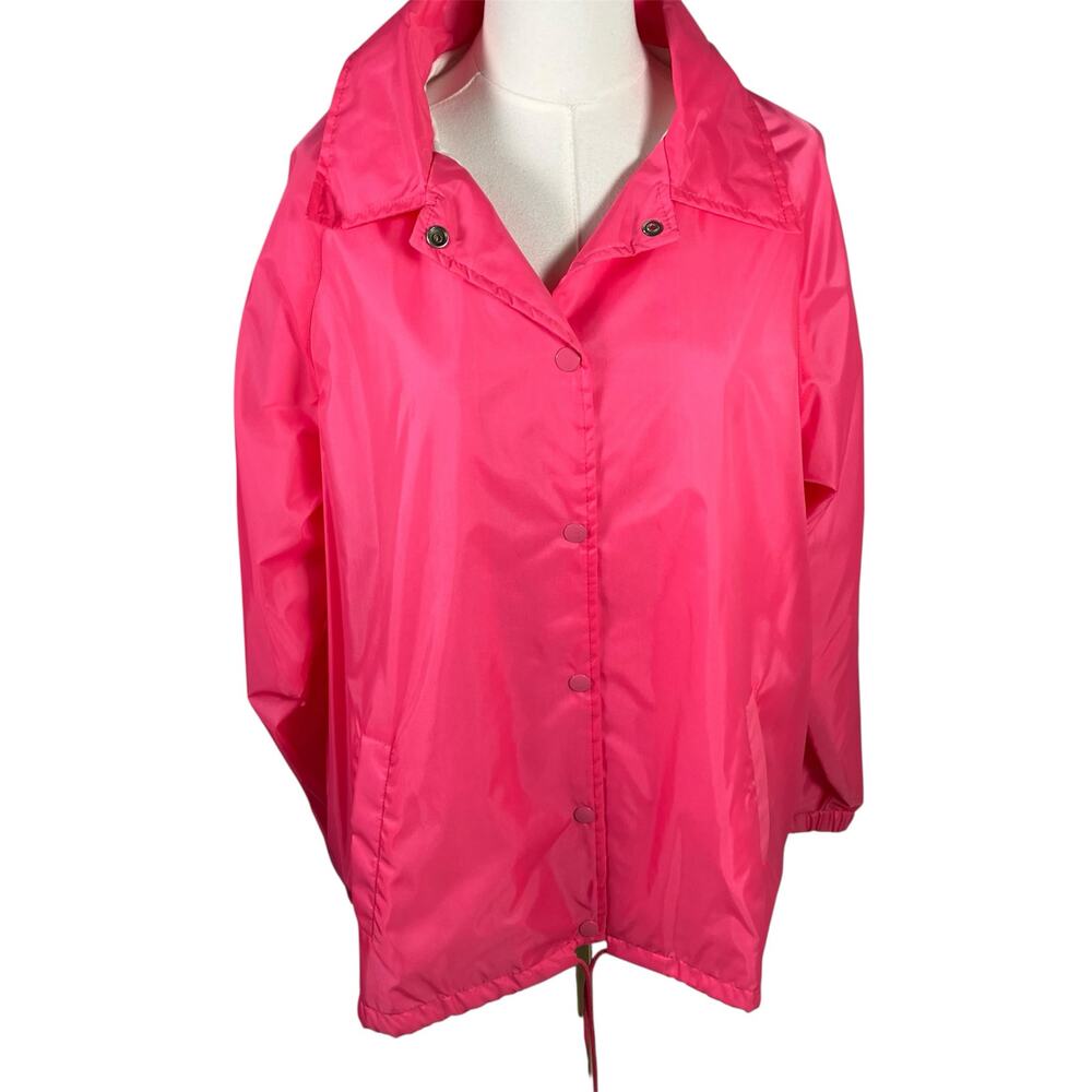Vintage Ames Hot Pink Windbreaker Nylon Cotton Lined Jacket Size L‎ New 80's